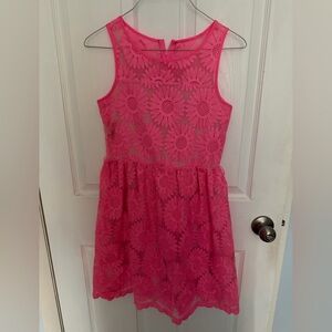 Pink Floral Lace Kids Dress